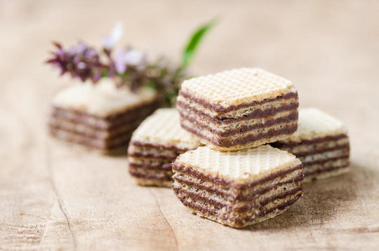 Wafer with chocolate filling