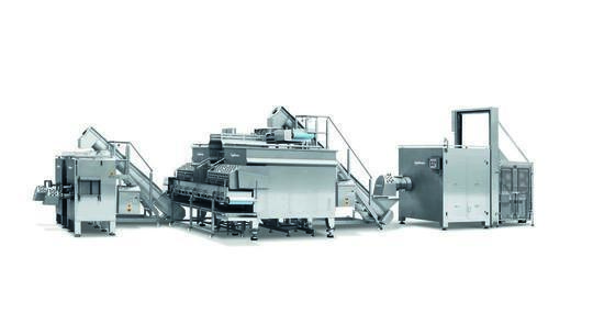 Línea de producción: molino universal AW 300 U, dos mezcladoras MR 2500 y dos molinos finales MU 200